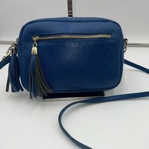 Made in Italy Electric Blue Camera Style Crossbody Bag